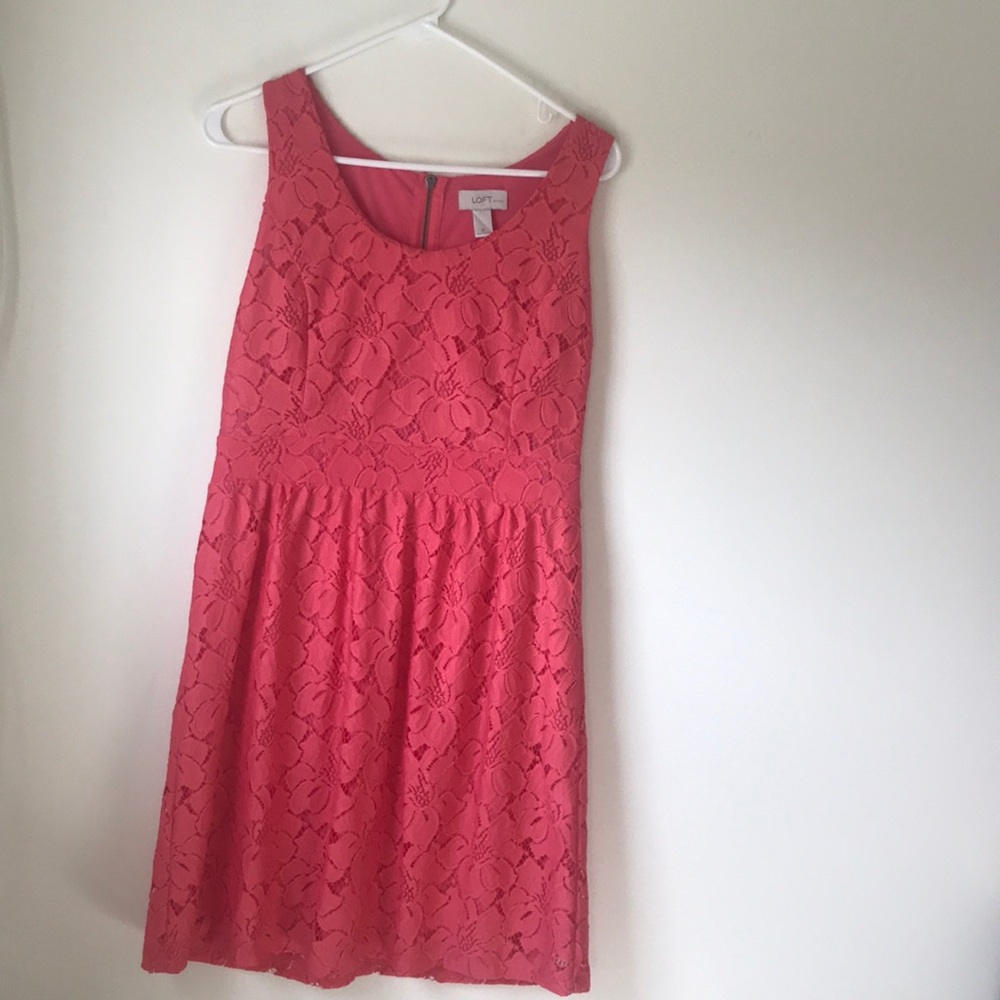 Loft Lace dress- coral